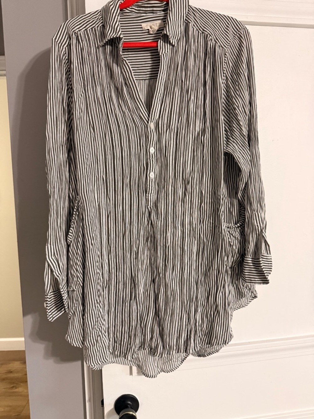 torrid Black & White Vertical Stripe Button-Down Shirt